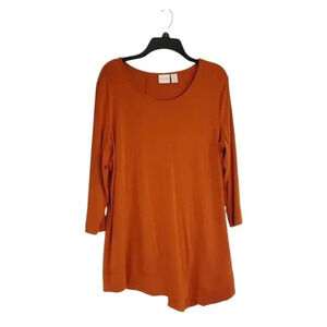 {Chico's} Size 2 Women's Blouse Zenergy by Chico's Long Sleeve Rust Orange Brown